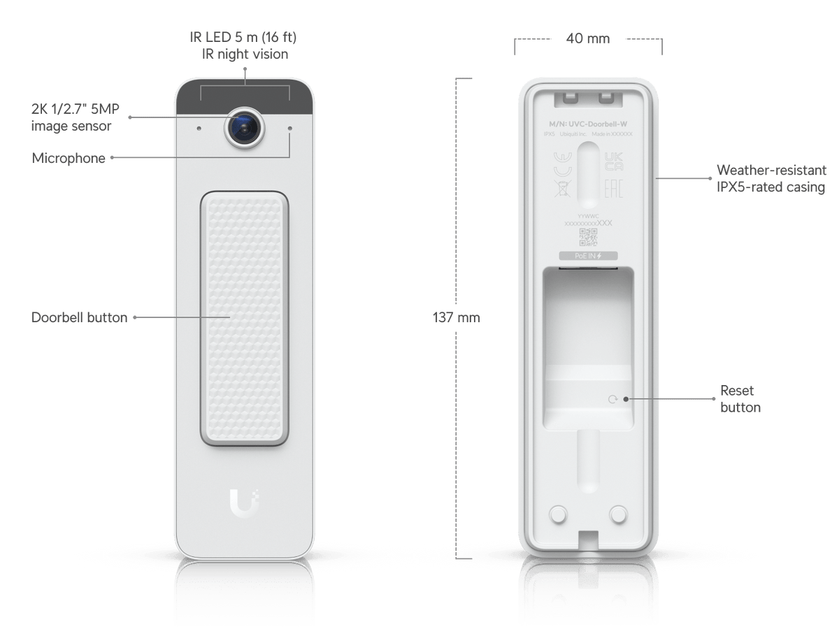 Ubiquiti UVC-Doorbell-Lite 5MP PoE Video Doorbell - ACE Peripherals
