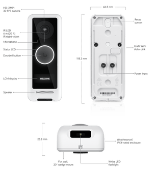 Ubiquiti UVC G4 Doorbell WiFi FHD 2MP 155° Camera with Porch Light - ACE Peripherals