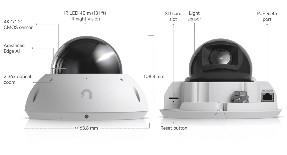 Ubiquiti UVC-G6-Edge-Dome 4K AI PoE+ Dome Camera - ACE Peripherals