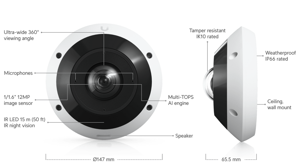 Ubiquiti UVC-G6-Pro-360 12MP Panoramic PoE+ Camera - ACE Peripherals
