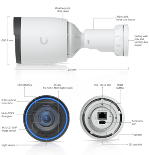 Ubiquiti UVC-G6-Pro-Bullet 4K AI PoE+ Camera - ACE Peripherals