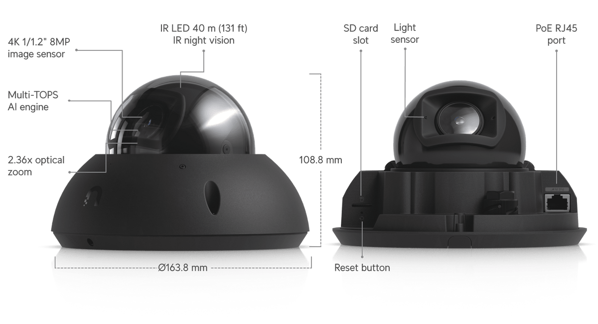 Ubiquiti UVC-G6-Pro-Dome 4K AI PoE+ Camera - ACE Peripherals