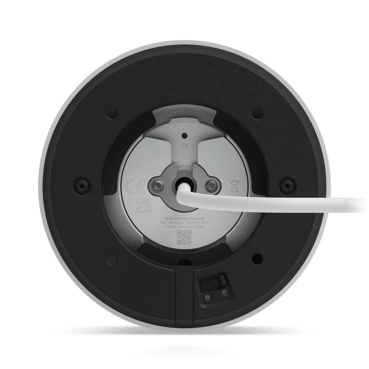 Ubiquiti G6 Turret White - underside and Ethernet cable routing
