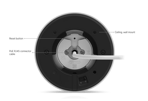 Ubiquiti G6 Turret White - reset button and cable routing diagram