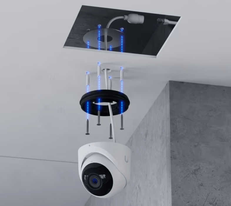 Ubiquiti G6 Turret White - exploded ceiling mounting illustration