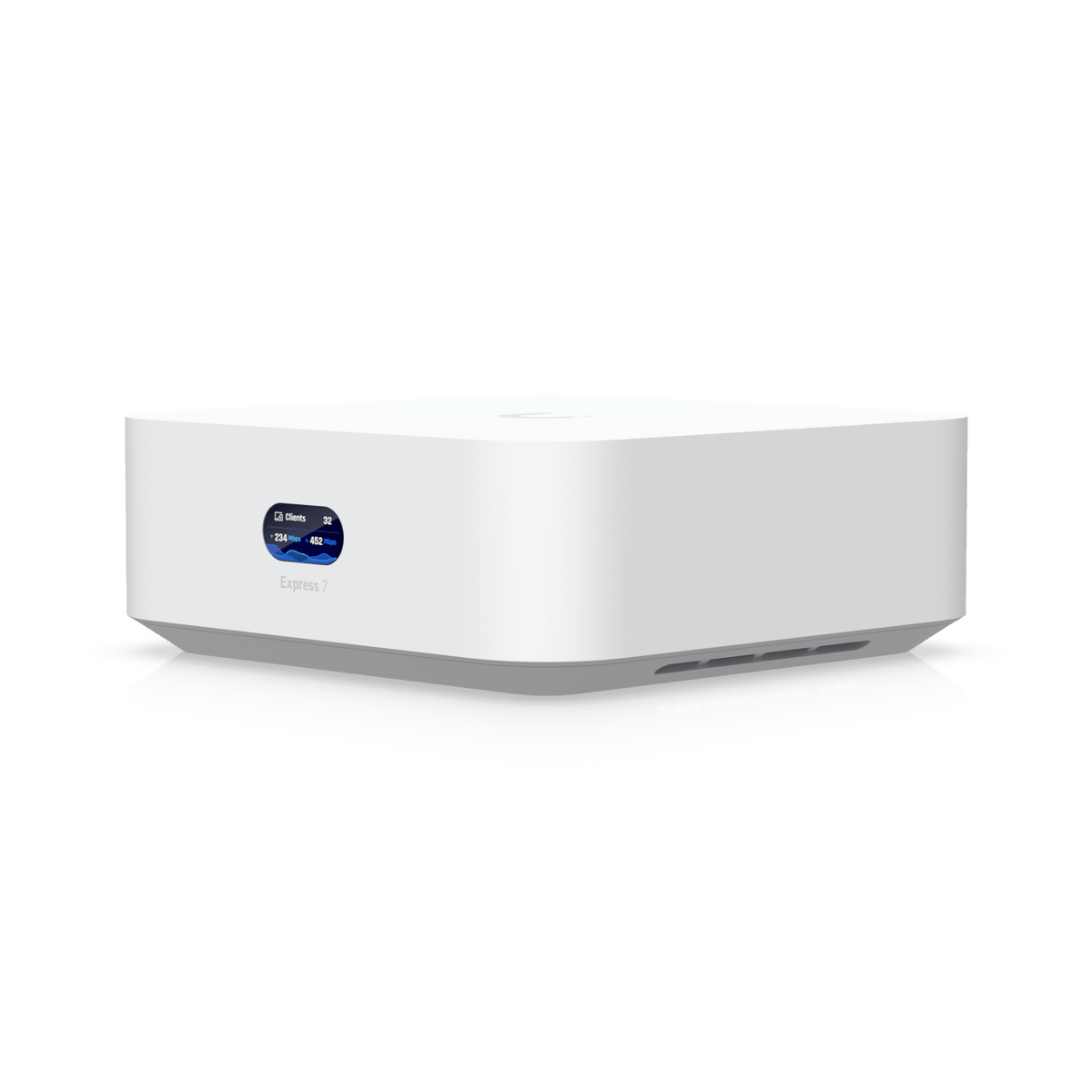 Ubiquiti UX7 UniFi Express 7 front perspective showing the status display