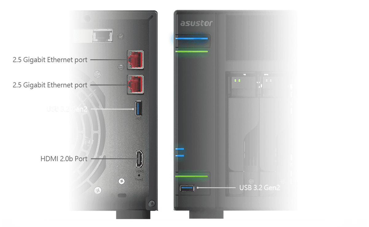 Asustor AS6702T LockerStor 2 Gen2 2-Bay Tower NAS - ACE Peripherals