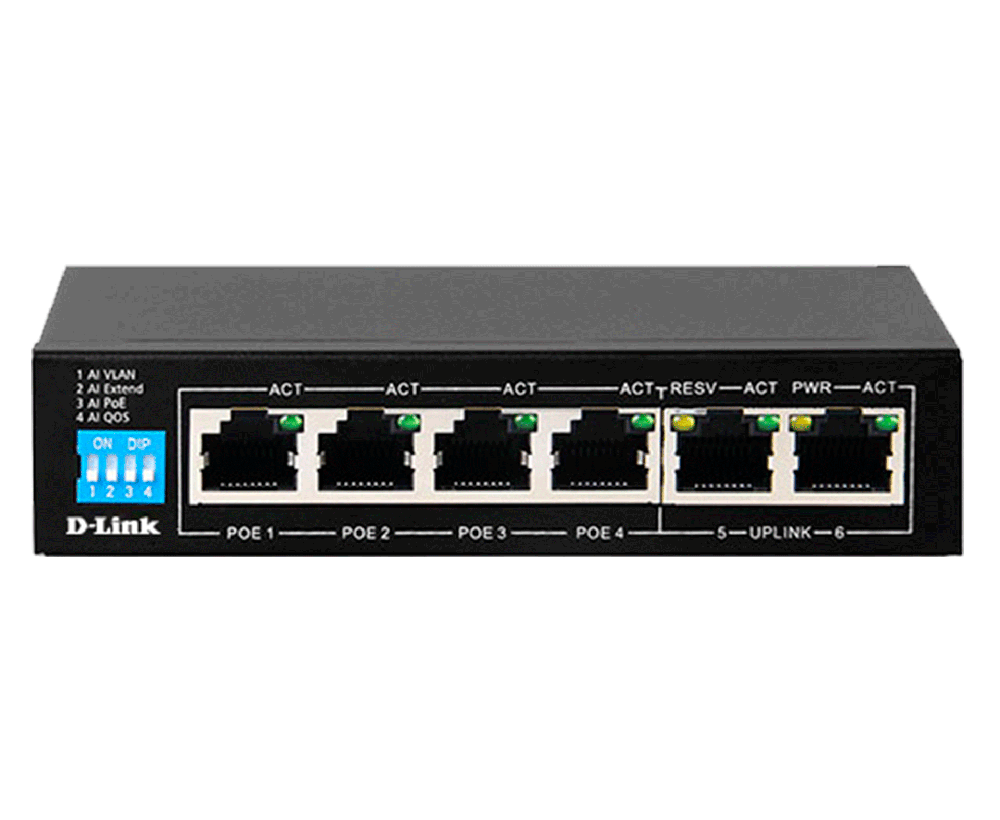 D-Link DES-F1006P-E 250M 8-Port Fast Ethernet Long Range PoE Switch - ACE Peripherals