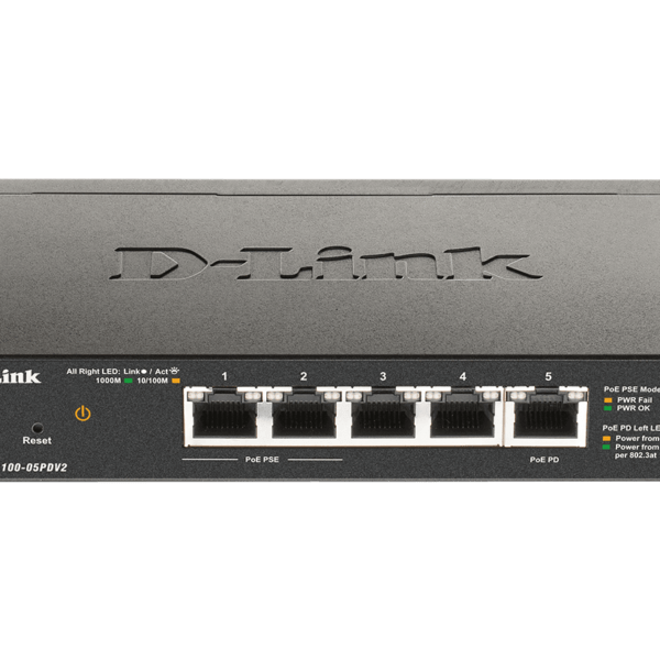 D-Link DGS-1100-05PDV2 5-Port Gigabit PoE Smart Managed Switch and PoE Extender - ACE Peripherals
