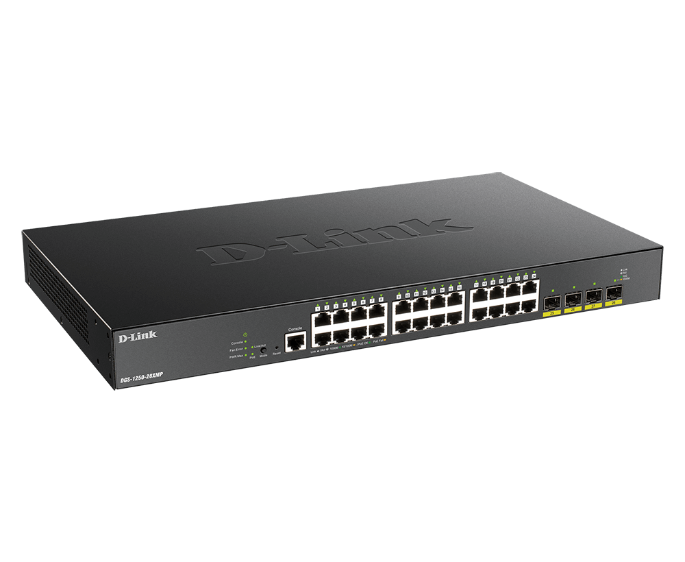D-Link DGS-1250-28XMP 28-Port Smart Managed Gigabit PoE Layer 2+ Switch with 10-Gigabit Uplinks - ACE Peripherals