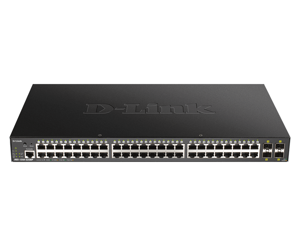 D-Link DGS-1250-52XMP 52-Port 10-Gigabit Smart Managed PoE Layer 2+ Switch - ACE Peripherals
