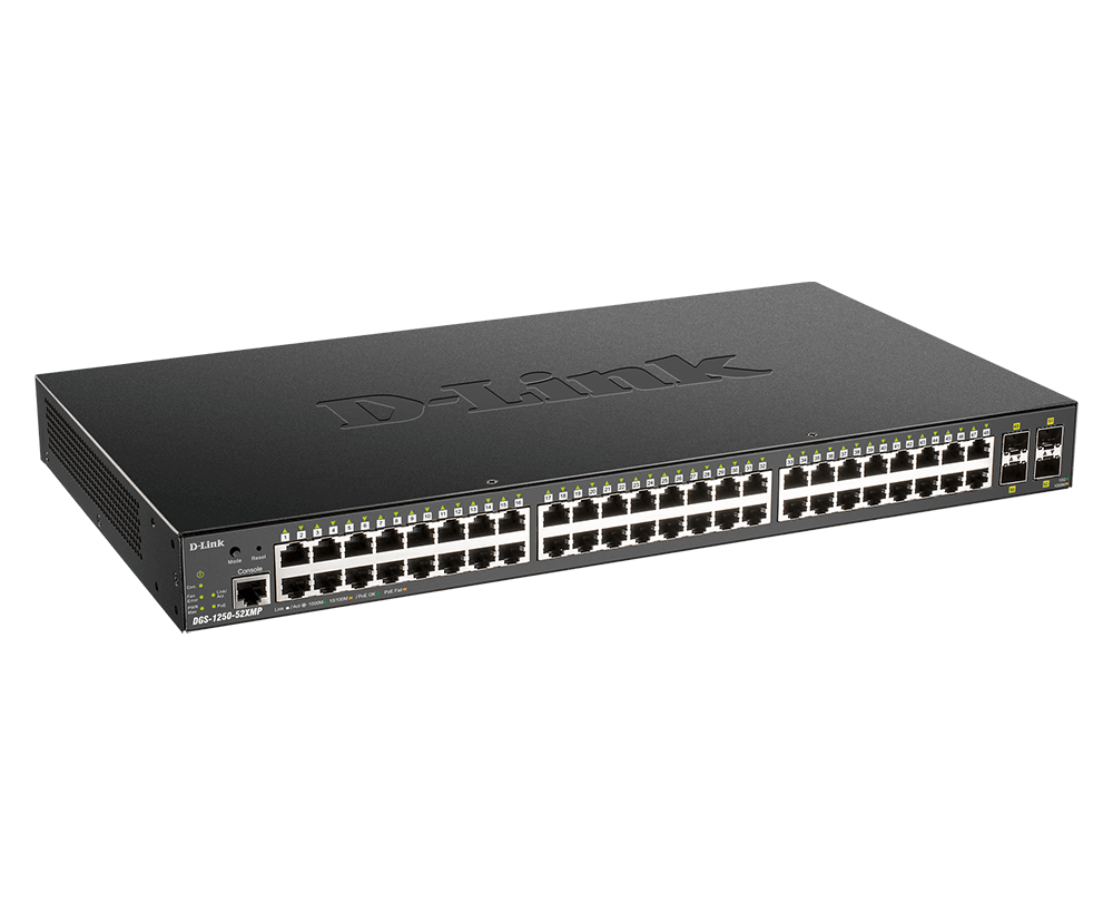 D-Link DGS-1250-52XMP 52-Port 10-Gigabit Smart Managed PoE Layer 2+ Switch - ACE Peripherals