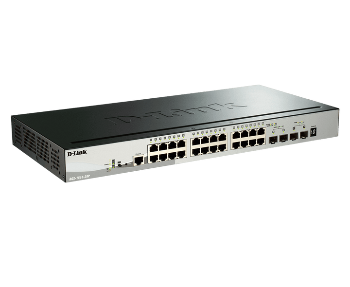 D-Link DGS-1510-28P 28-Port Gigabit Stackable Smart Managed Layer 2+ Switch with 10G Uplinks - ACE Peripherals