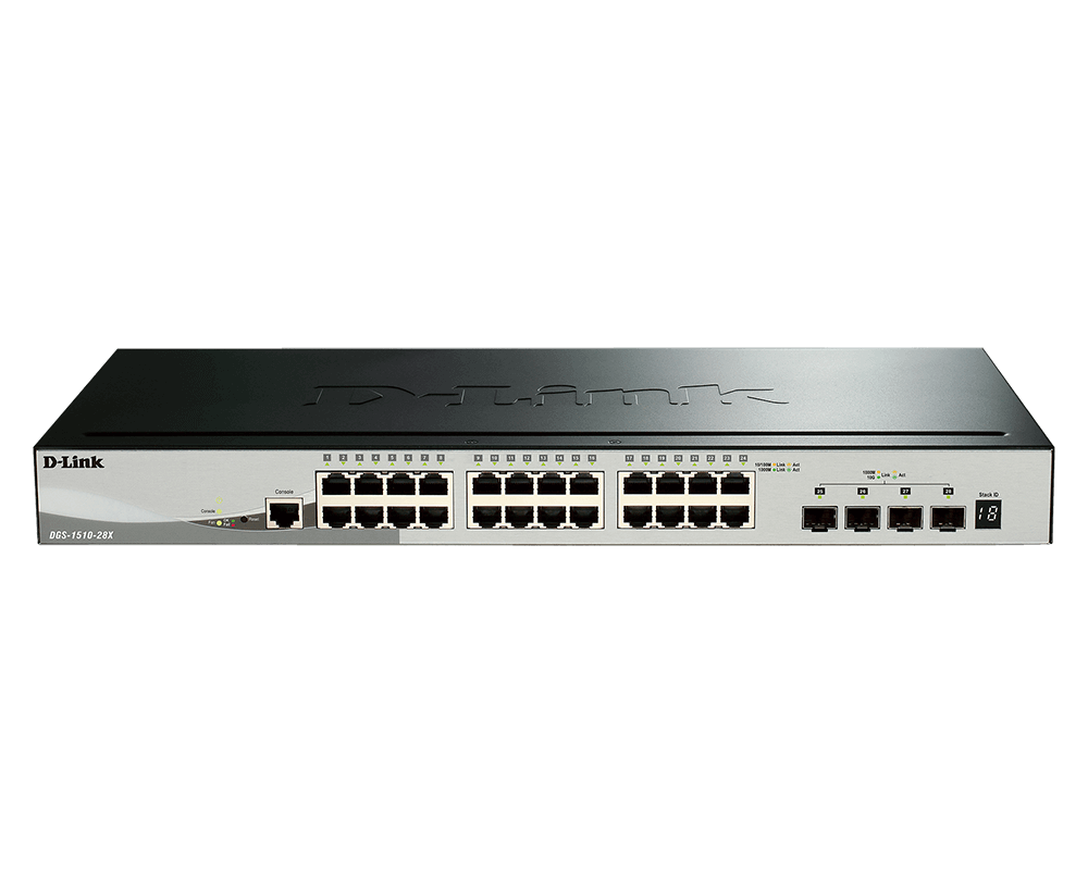 D-Link DGS-1510-28X 28-Port Gigabit Stackable Smart Managed Layer 3 Switch With 10G Uplinks - ACE Peripherals