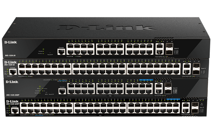 D-Link DGS-1520-28MP 28-Port Gigabit Smart Managed Stackable PoE+ Layer 3 Switch with 20 PoE+ 1000Base-T