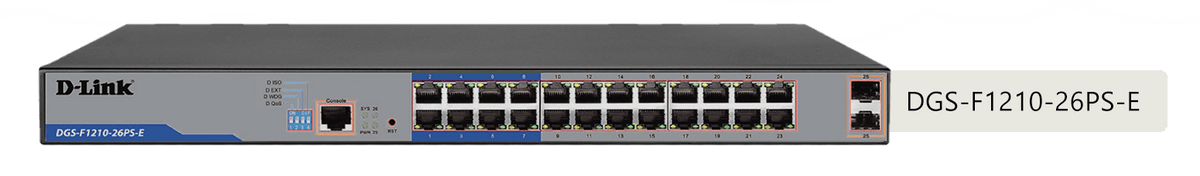 D-Link DGS-F1210-26PS-E 250M 24-Port Gigabit Long Range PoE Managed Switch with 2 SFP Ports - ACE Peripherals