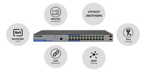 D-Link DGS-F1210-26PS-E 250M 24-Port Gigabit Long Range PoE Managed Switch with 2 SFP Ports - ACE Peripherals