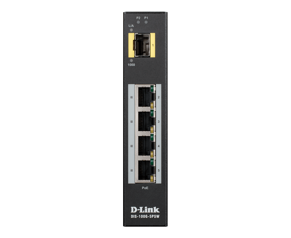 D-Link DIS-100G-5PSW 4-Port Gigabit Unmanaged Industrial POE Switch with SFP - ACE Peripherals