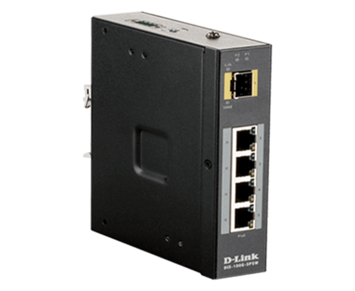 D-Link DIS-100G-5PSW 4-Port Gigabit Unmanaged Industrial POE Switch with SFP - ACE Peripherals