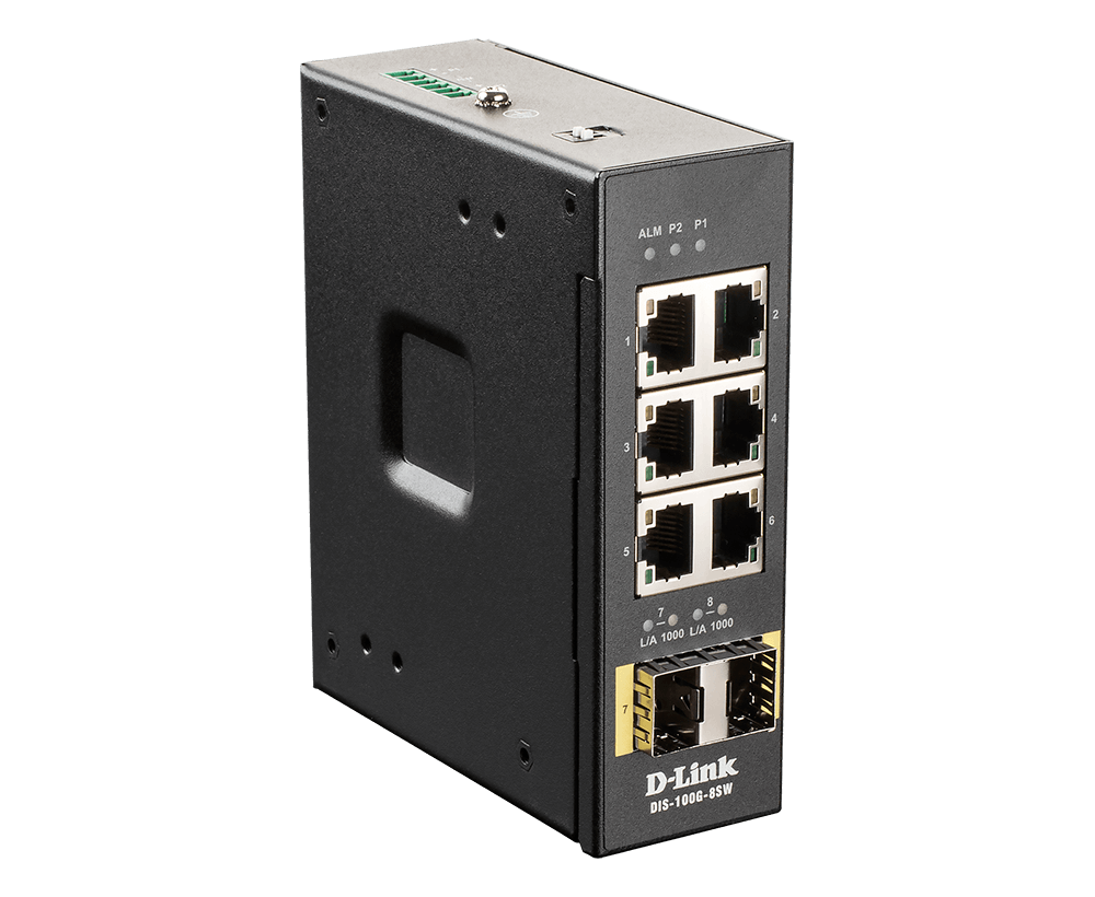 D-Link DIS-100G-8SW 6-Port Gigabit Unmanaged Industrial Switch with SFP - ACE Peripherals