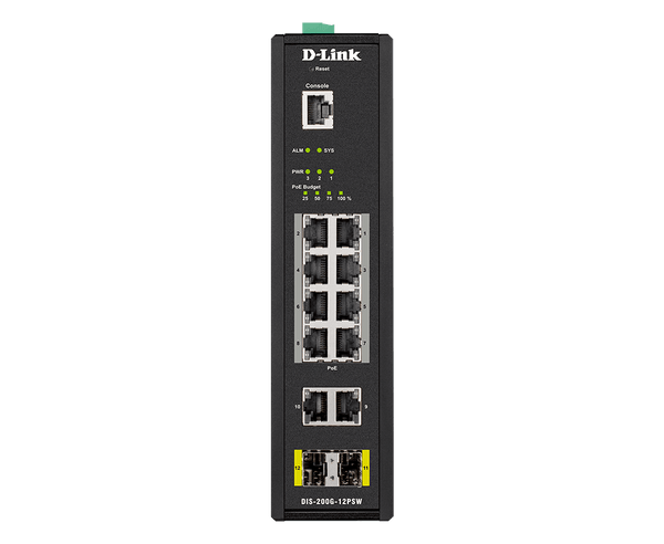 D-Link DIS-200G-12PSW 10-Port Gigabit Smart Managed Industrial POE Switch with SFP - ACE Peripherals