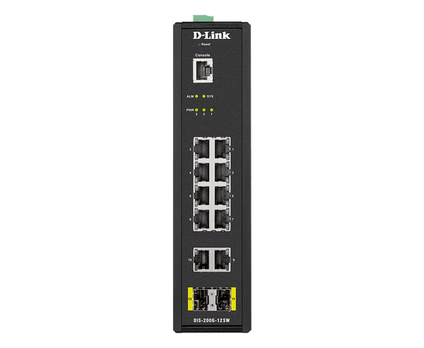 D-Link DIS-200G-12SW 10-Port Gigabit Smart Managed Industrial Switch with SFP - ACE Peripherals