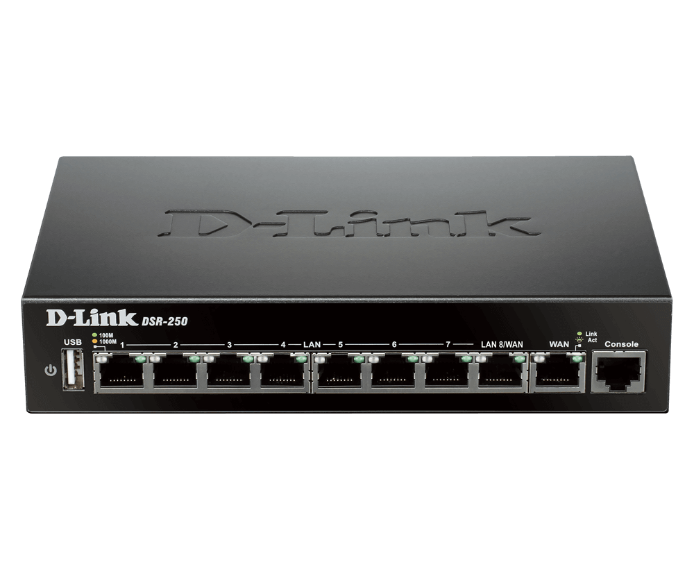 D-Link DSR-250 8-Port Gigabit VPN Router - ACE Peripherals
