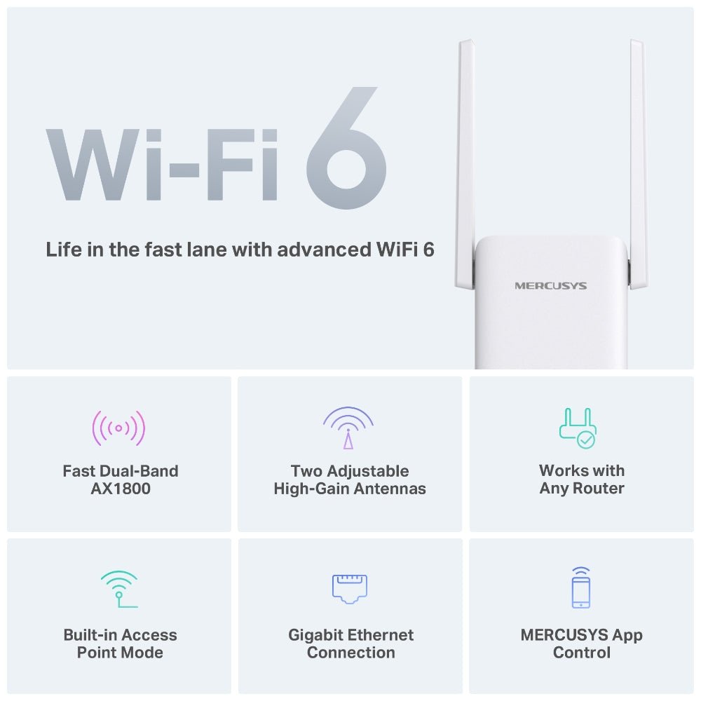 Mercusys ME70X AX1800 Wi-Fi 6 Range Extender - ACE Peripherals