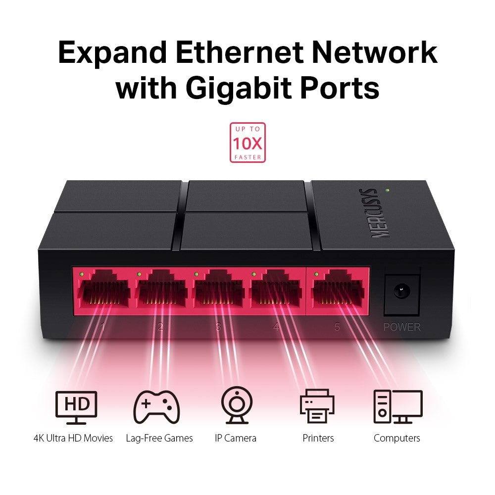 Mercusys MS105G 5-Port 1Gbps Desktop Switch - ACE Peripherals