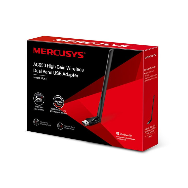 Mercusys MU6H AC650 High Gain Wireless Dual Band USB Adapter - ACE Peripherals