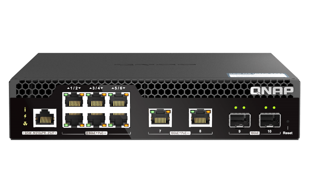 QNAP QSW-M2106PR-2S2T 10-Port 2.5/10GbE POE++ Managed Switch - ACE Peripherals