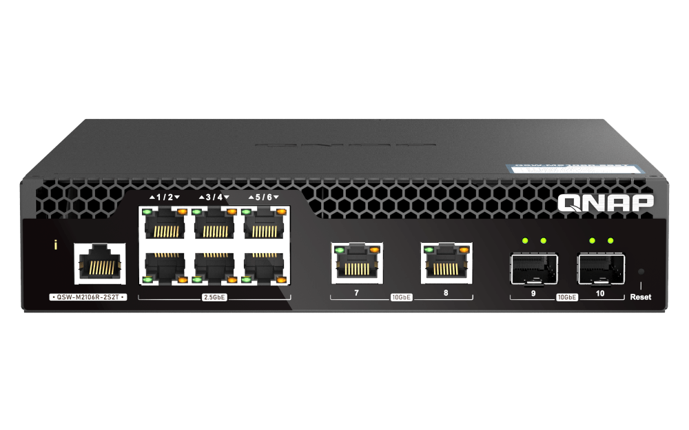 QNAP QSW-M2106R-2S2T 10-Port 2.5/10GbE POE++ Managed Switch - ACE Peripherals