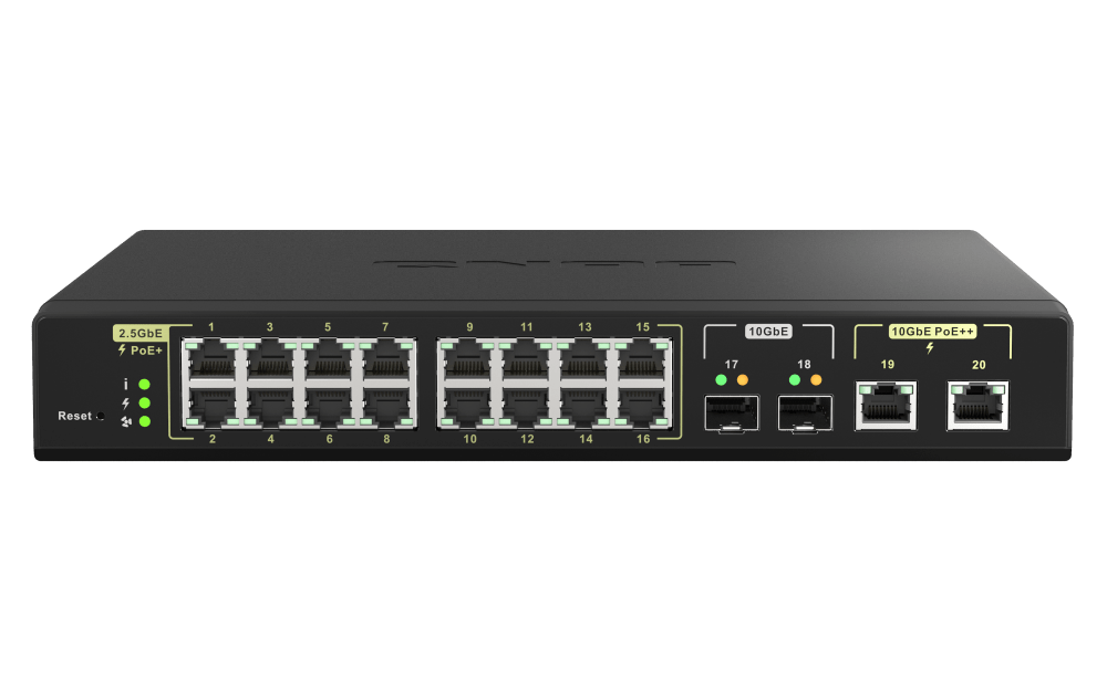 QNAP QSW-M2116P-2T2S 20-Port 2.5/10GbE POE++ Managed Switch - ACE Peripherals