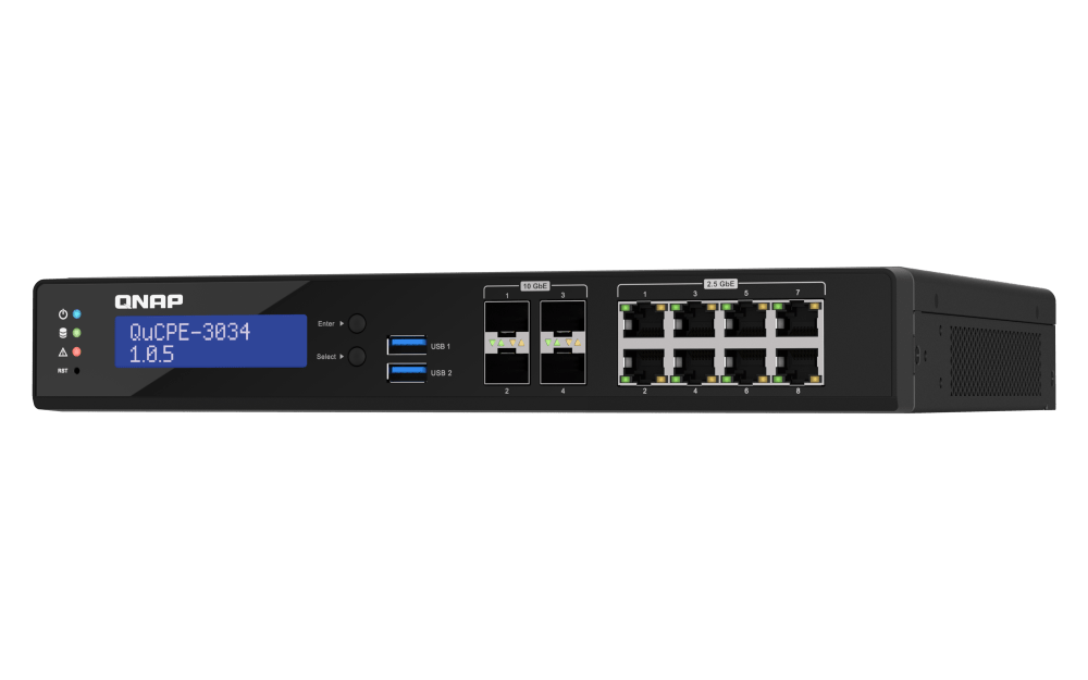 QNAP QuCPE-3034 12-Port 2.5/10Gbe Virtualization Scalable Enterprise Edge Networking Switch - ACE Peripherals