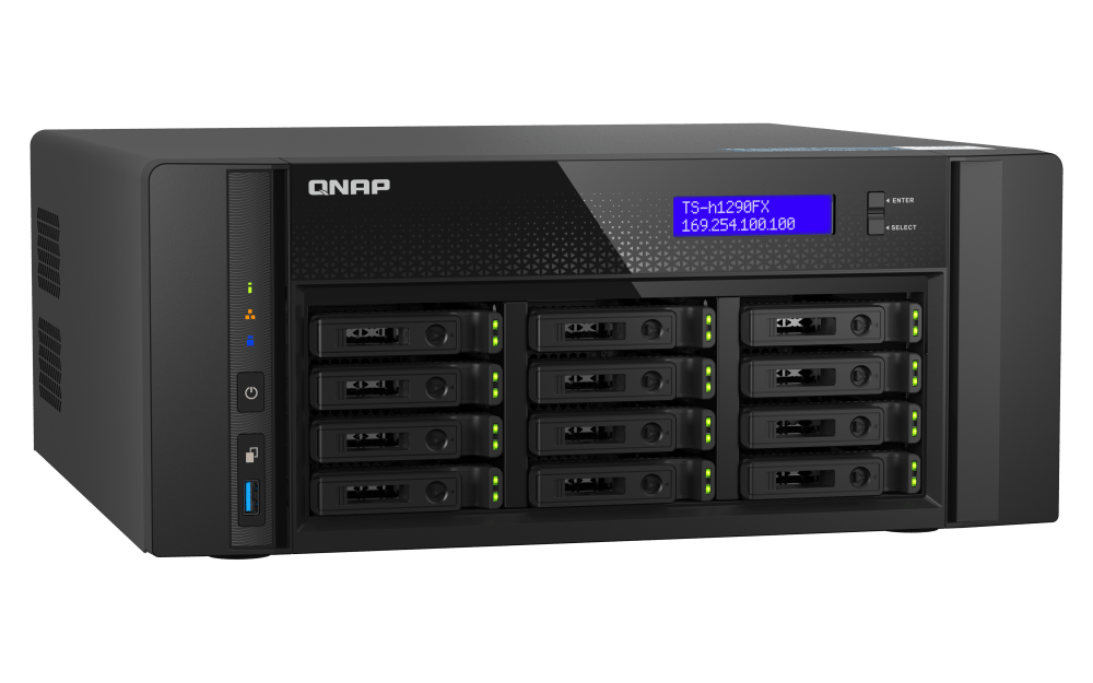 QNAP TS-h1290FX 12-Bay NVMe/SATA All-Flash Tower NAS - ACE Peripherals