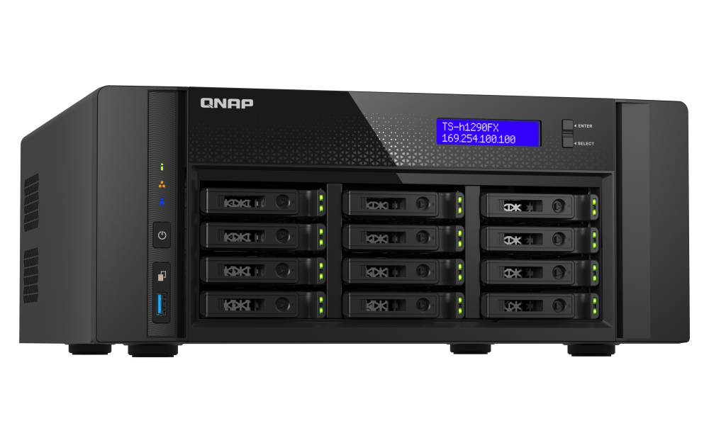 QNAP TS-h1290FX 12-Bay NVMe/SATA All-Flash Tower NAS - ACE Peripherals