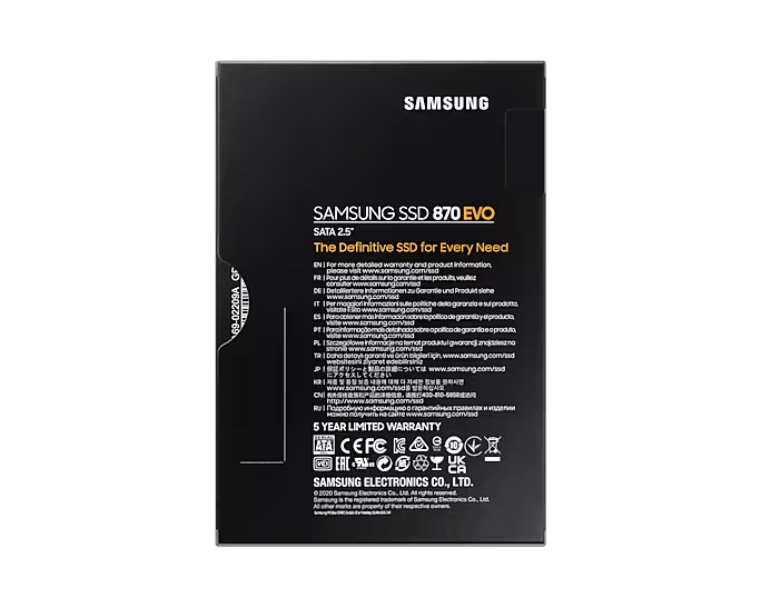 Samsung 870 EVO SATA 2.5-inch SSD, manufacturer product view