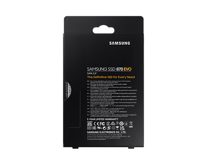 Samsung 870 EVO SATA 2.5-inch SSD, manufacturer product view