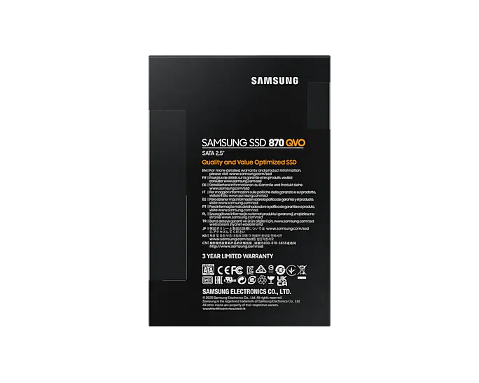 Samsung 870 QVO SATA 2.5-inch SSD, manufacturer product view