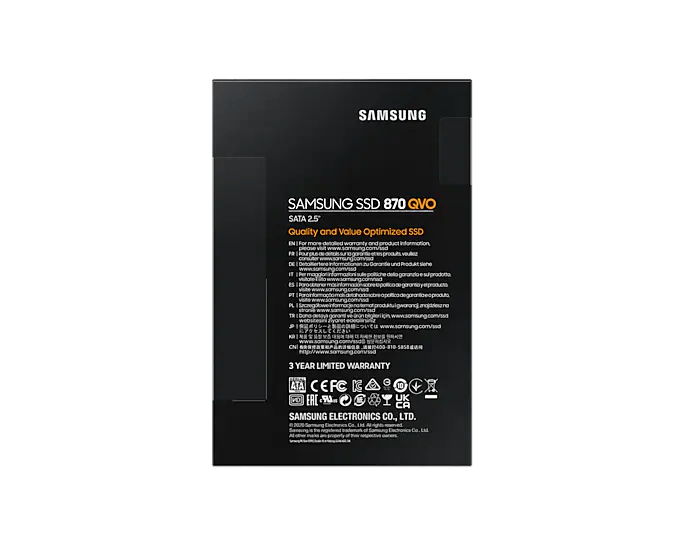 Samsung 870 QVO SATA 2.5-inch SSD, manufacturer product view