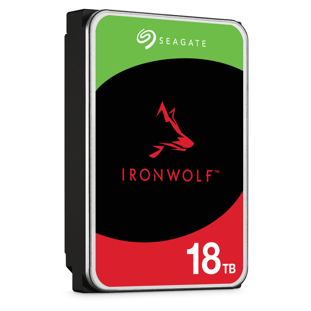Seagate IronWolf 18TB NAS hard drive angled view