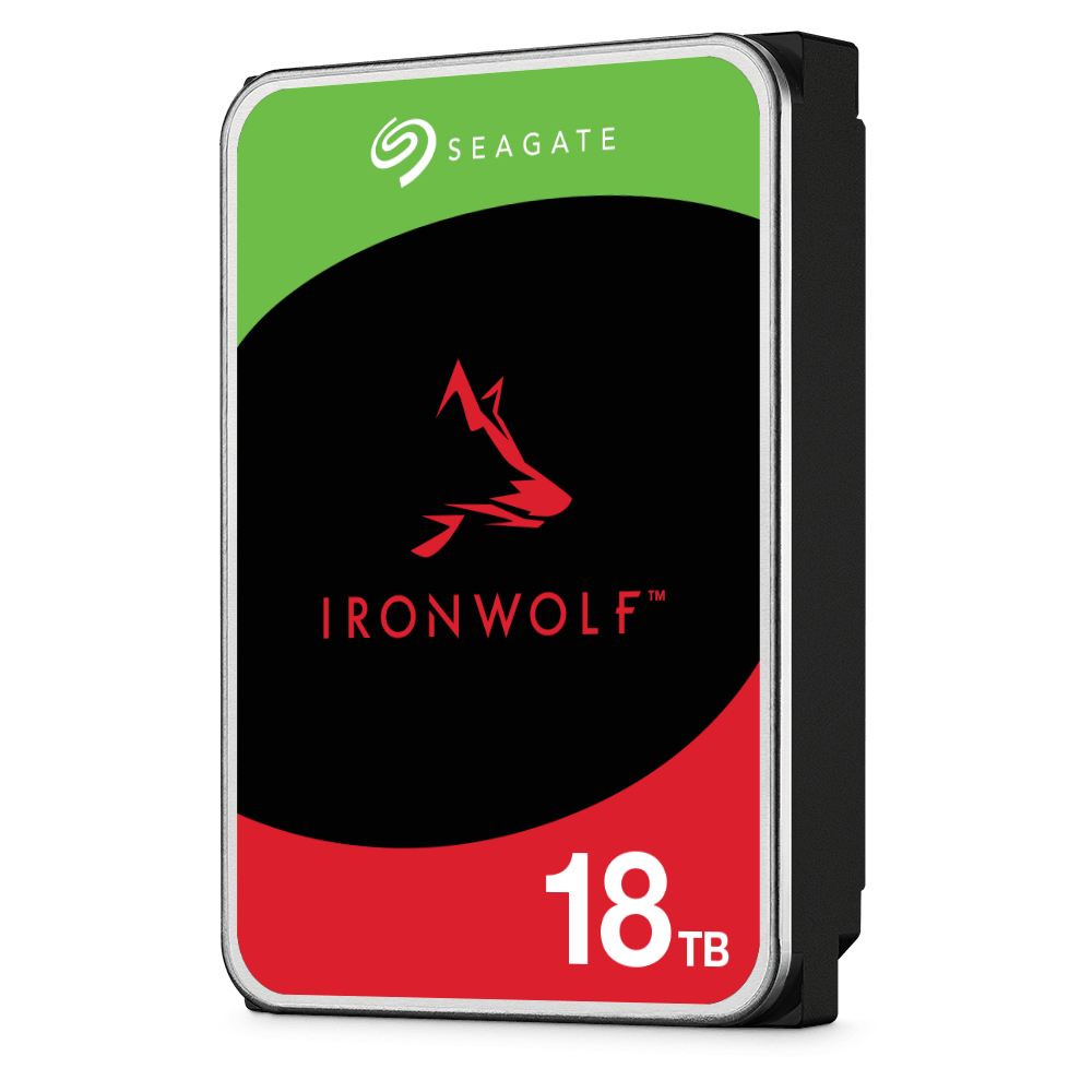 Seagate IronWolf 18TB NAS hard drive angled view