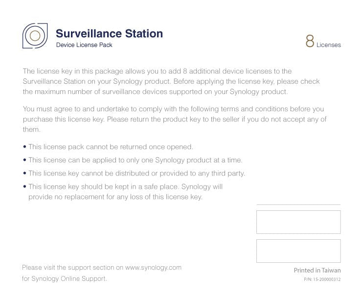 Synology 1/4/8-Channel Surveillance Device License Pack - ACE Peripherals