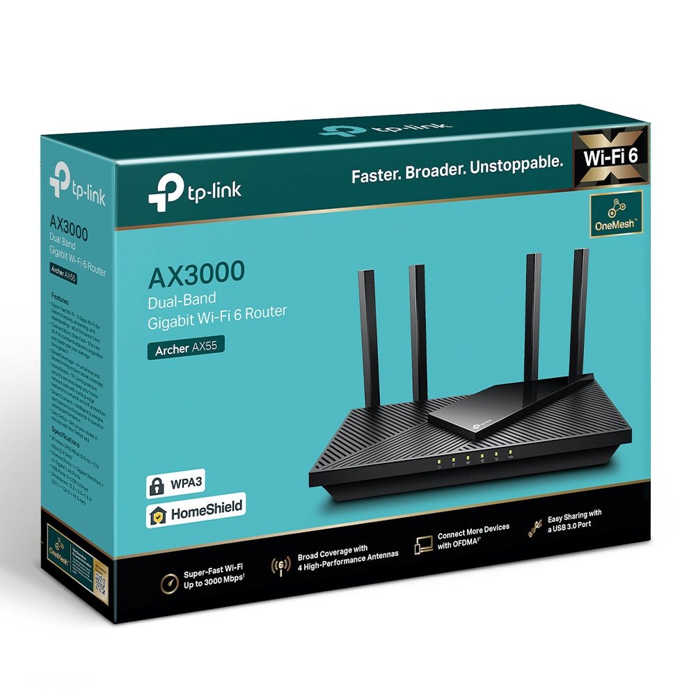 TP-Link Archer AX55 AX3000 Dual Band Gigabit Wi-Fi 6 Router - ACE Peripherals