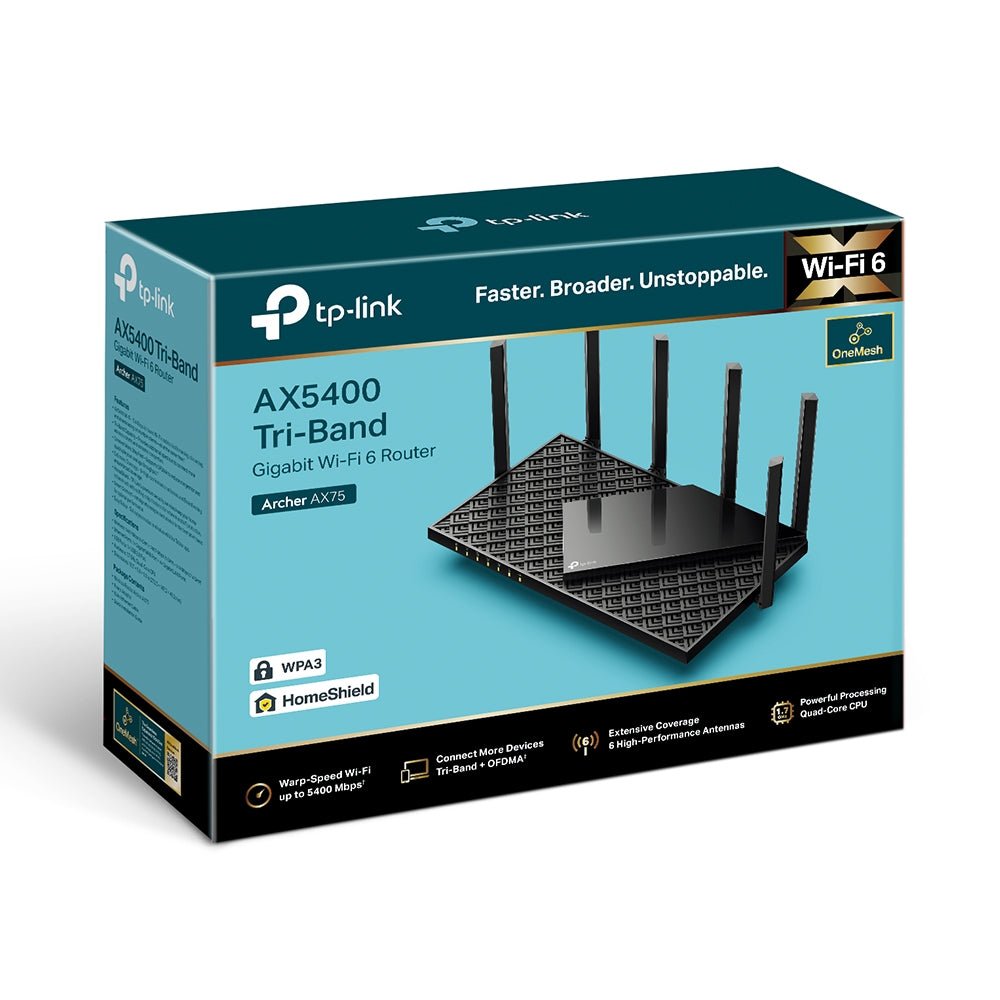 TP-Link Archer AX75 AX5400 Tri-Band Wi-Fi 6 Router - ACE Peripherals
