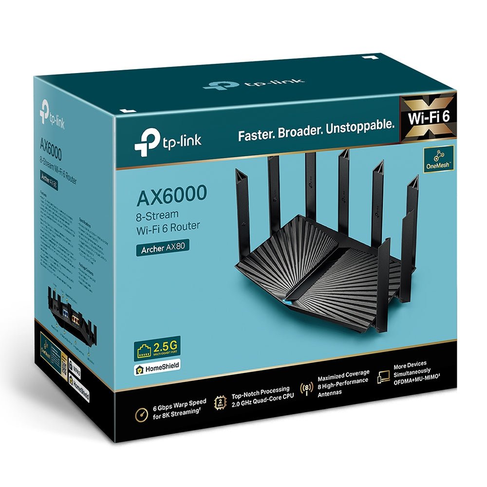 TP-Link Archer AX80 AX6000 8-Stream Wi-Fi 6 Router with 2.5G Port - ACE Peripherals