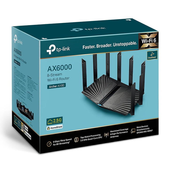 TP-Link Archer AX80 AX6000 8-Stream Wi-Fi 6 Router with 2.5G Port - ACE Peripherals