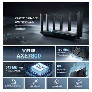 TP-Link Archer AXE95 AXE7800 Tri-Band Wi-Fi 6E Router - ACE Peripherals