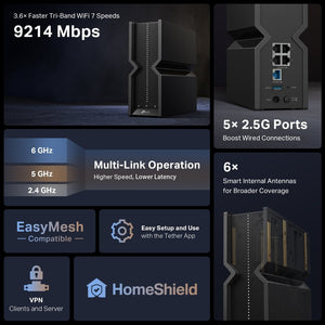 TP-Link Archer BE550 New BE9300 Tri-Band Wi-Fi 7 Router - ACE Peripherals