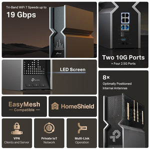 TP-Link Archer BE800 BE19000 Tri-Band Wi-Fi 7 Router - ACE Peripherals